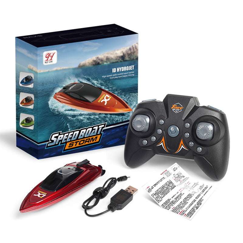 Children's Mini Remote Control Boat Electric Speedboat Playing In The Water In Summer