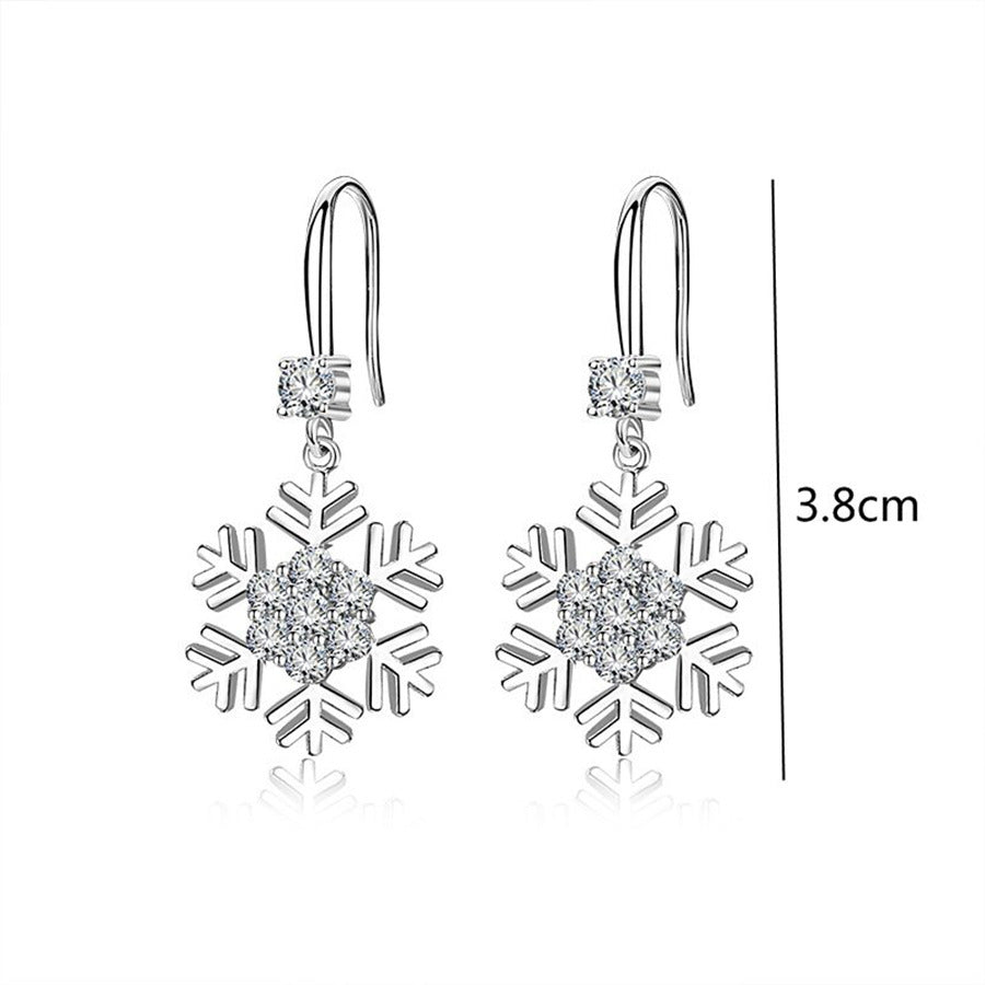 Temperament Snowflake Earrings With Rhinestones Fashion Personalized Christmas Earrings For Women Jewelry - globaltradeleader
