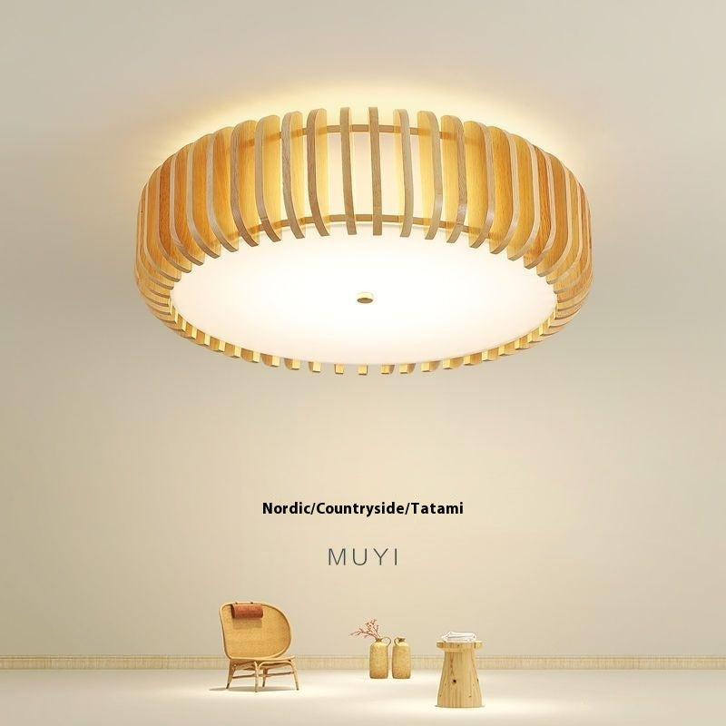 Japanese-style Log LED Bedroom Ceiling Lamp Nordic - globaltradeleader