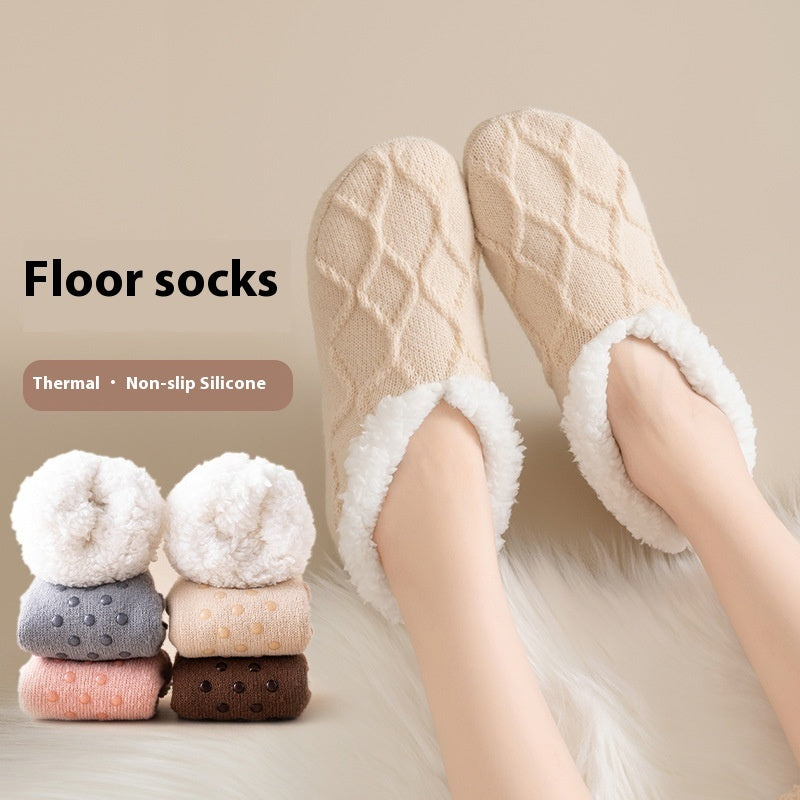 Winter Warm Short Cotton Slipper Socks Unisex Thicken Thermal Plush Home Floor Sock Soft Non-slip Grip Fuzzy Floor Fluffy Socks - globaltradeleader