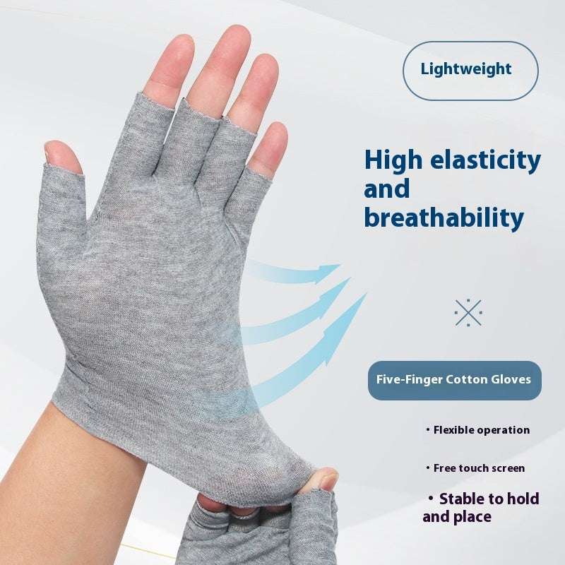 Exposed Five-finger White Cotton Gloves Half-finger And Breathable Sweat-absorbent Thin - globaltradeleader