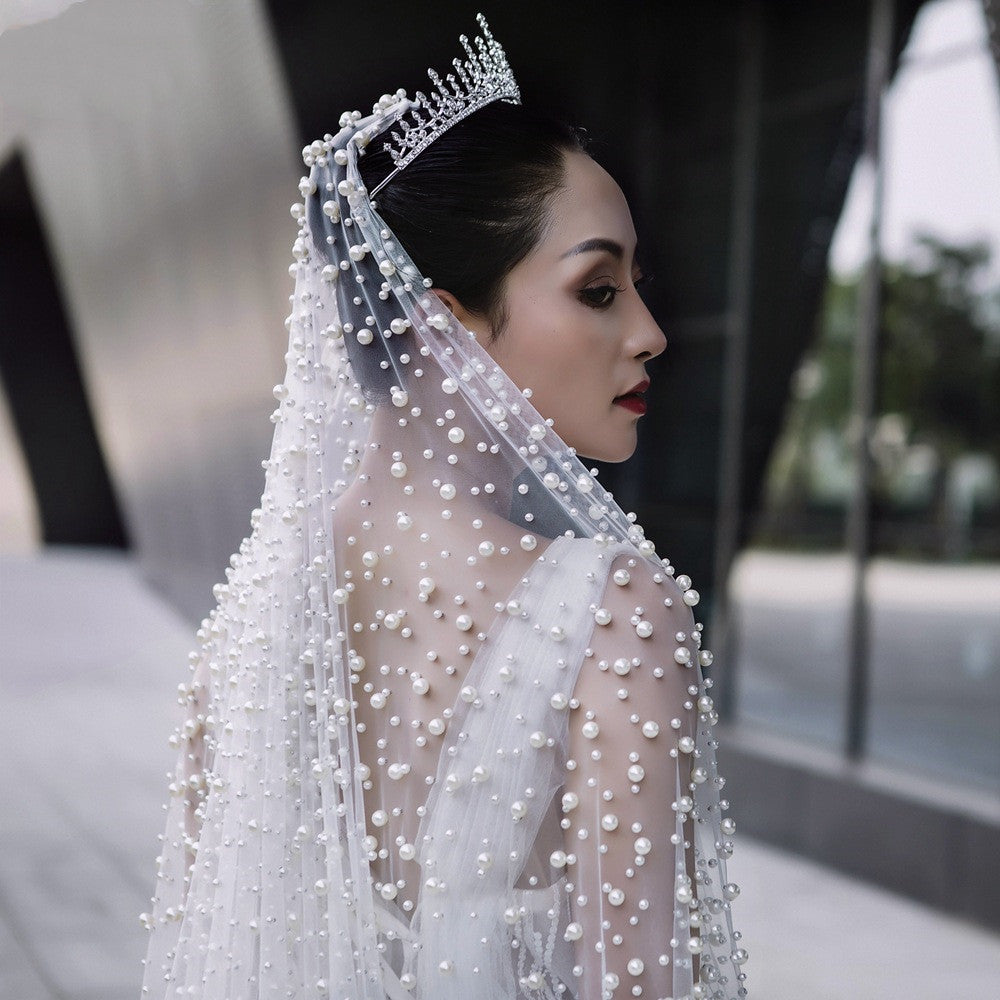 Luxury Heavy Industry Bridal Pearl Veil - globaltradeleader