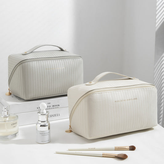 Vertical Pattern Pillow Makeup Bag For Women With Large Capacity And Portability - globaltradeleader