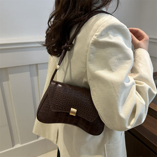 Trendy Retro Lock Simple Underarm Small Square Shoulder Bag - globaltradeleader