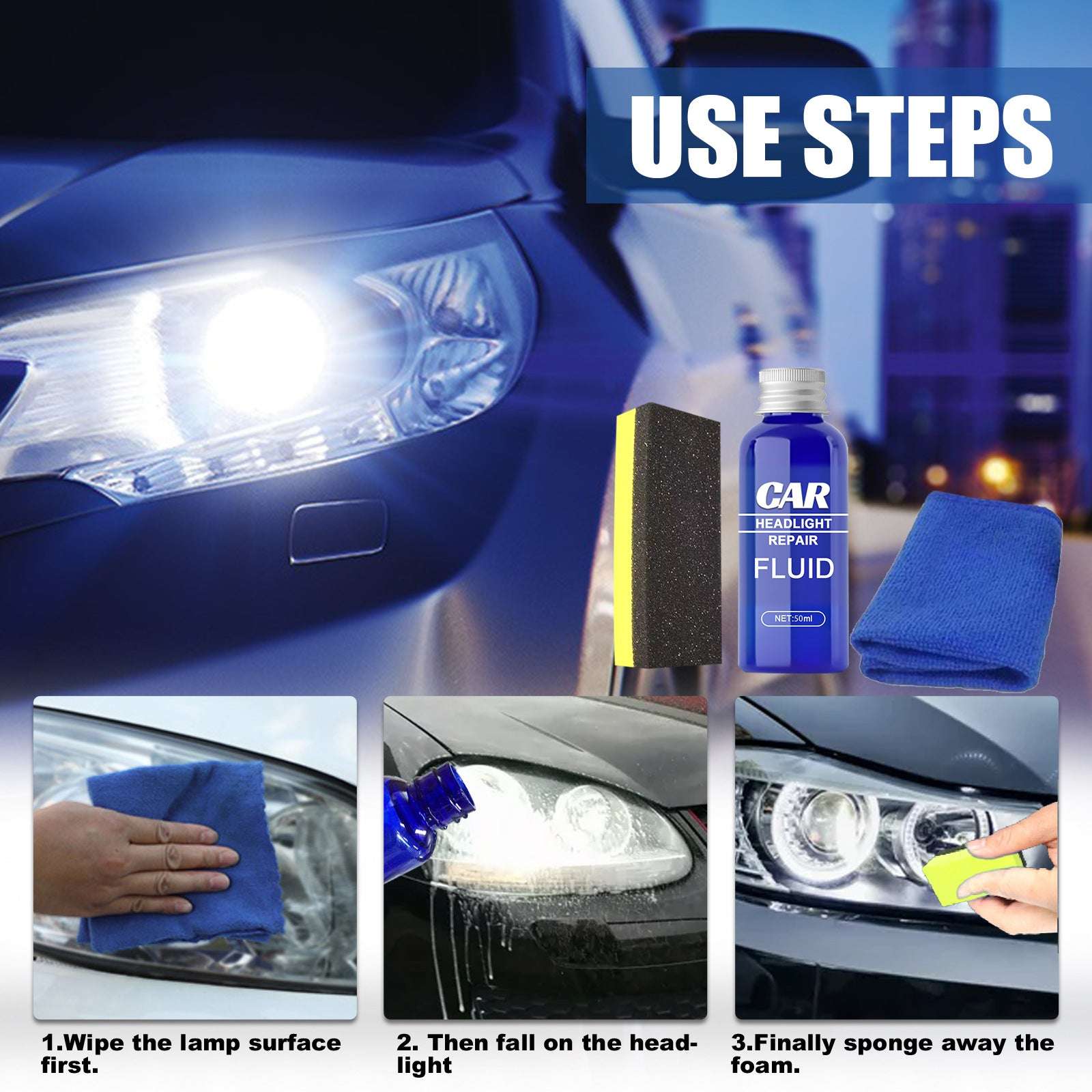 Car Lamp Refurbishment Repair Agent Set With Crystal Plating