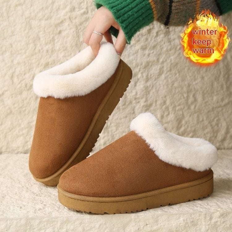 Women Winter New Round Head Leisure Slip-onPlus Size Cotton Shoes - globaltradeleader