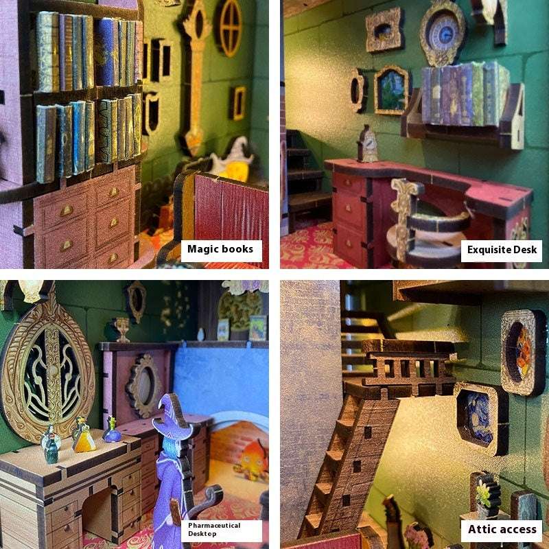 Creative Bookend Wooden Assembled Model Diy Scene Cottage - globaltradeleader