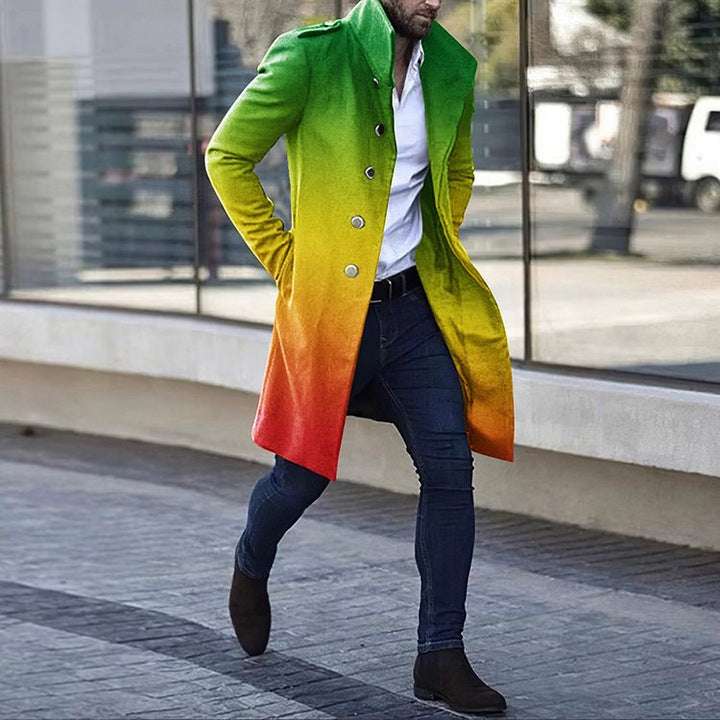 Men's Woolen Stand Collar Mid-length Trench Coat - globaltradeleader