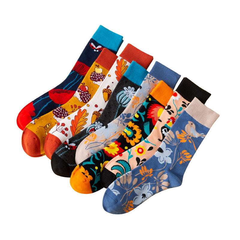 Men's Mid-calf Length Autumn And Winter New Casual Cartoon AB Foot Socks - globaltradeleader
