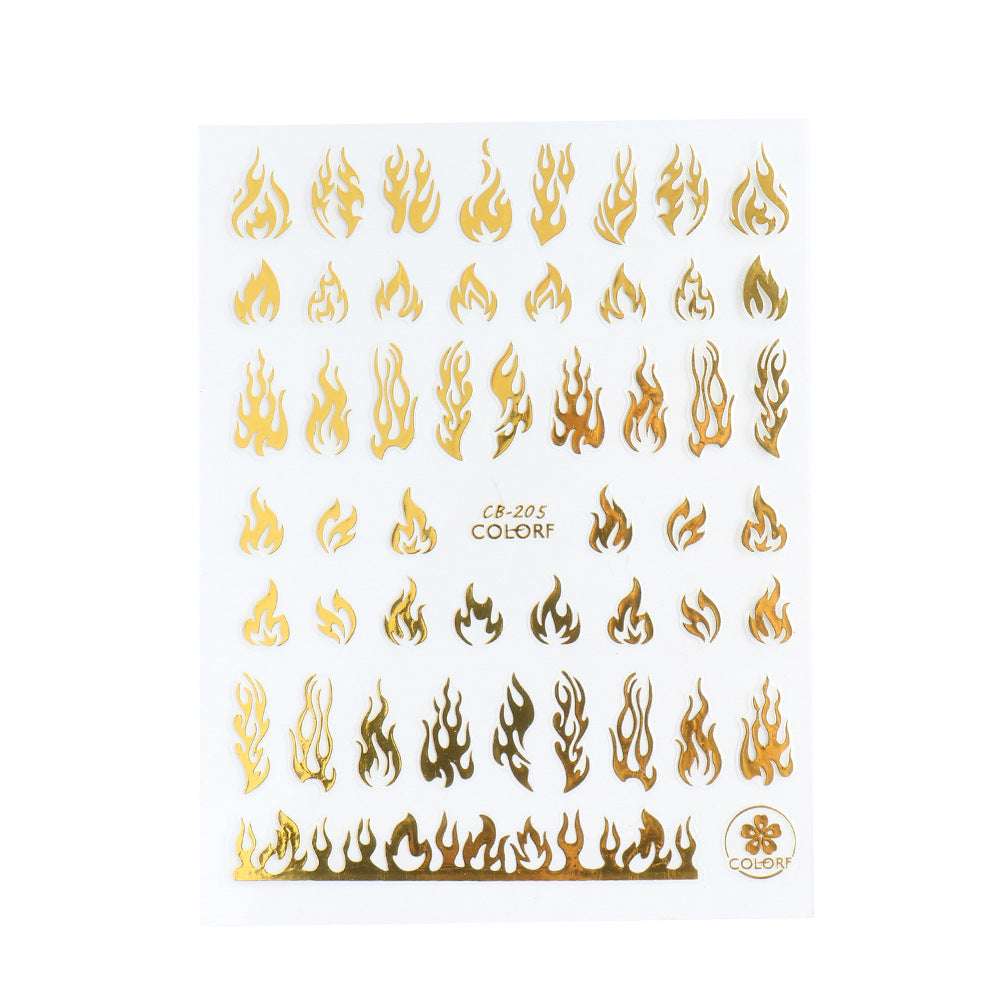 Black And White Gold And Silver Flame Series Nail Stickers