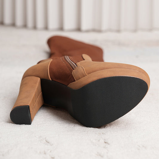 New Long Boots For Women Elastic Suede High Square Heel Over-the-knee Boots Fashion Party Shoes Winter - globaltradeleader