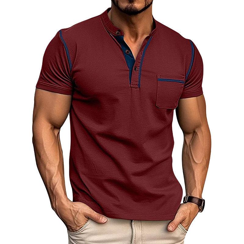 Summer Men's Color Matching Pocket T-shirt Top - globaltradeleader