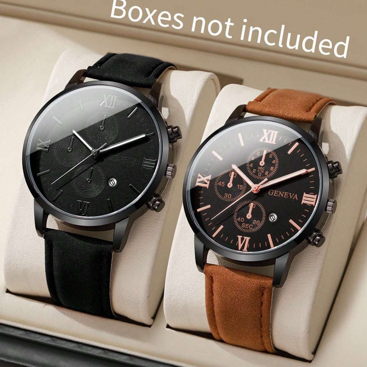 Three Eyes With Calendar Simple Casual Business Men's Quartz Watch Bracelet Suit - globaltradeleader