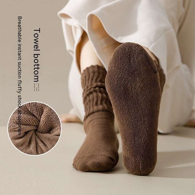 Winter Fleece-lined Thickened Middle Tube Cotton Thermal Terry Long Tube Casual Socks - globaltradeleader