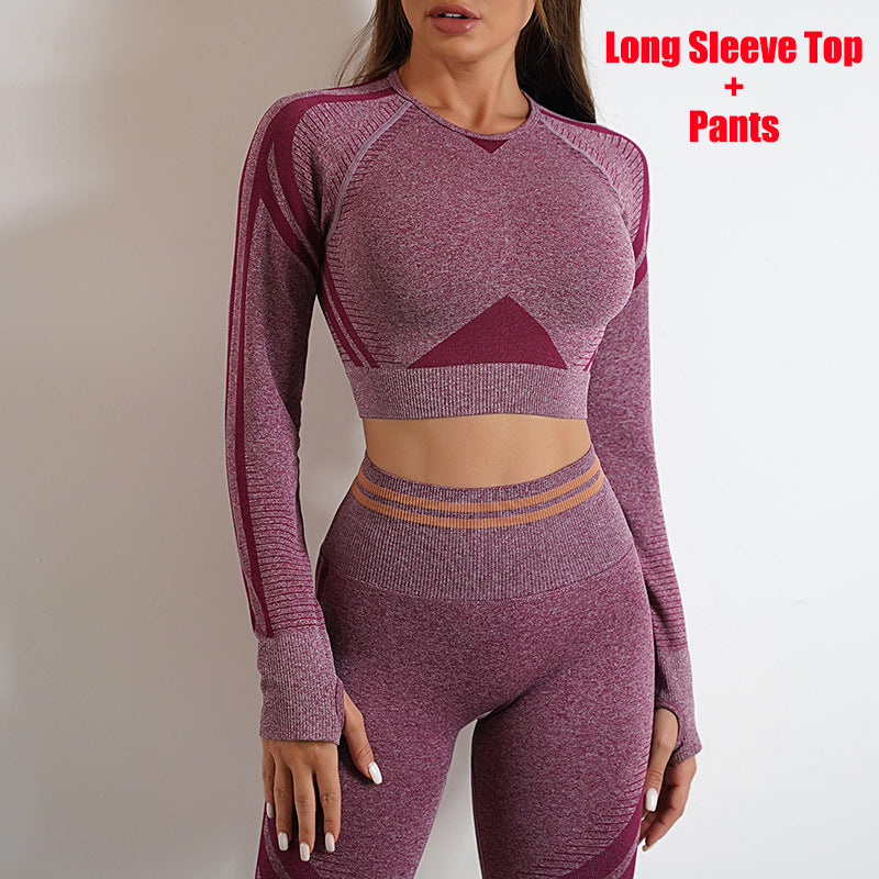 Seamless Yoga Pants Sports Gym Fitness Leggings Or Long Sleeve Tops Outfits Butt Lifting Slim Workout Sportswear Clothing - globaltradeleader