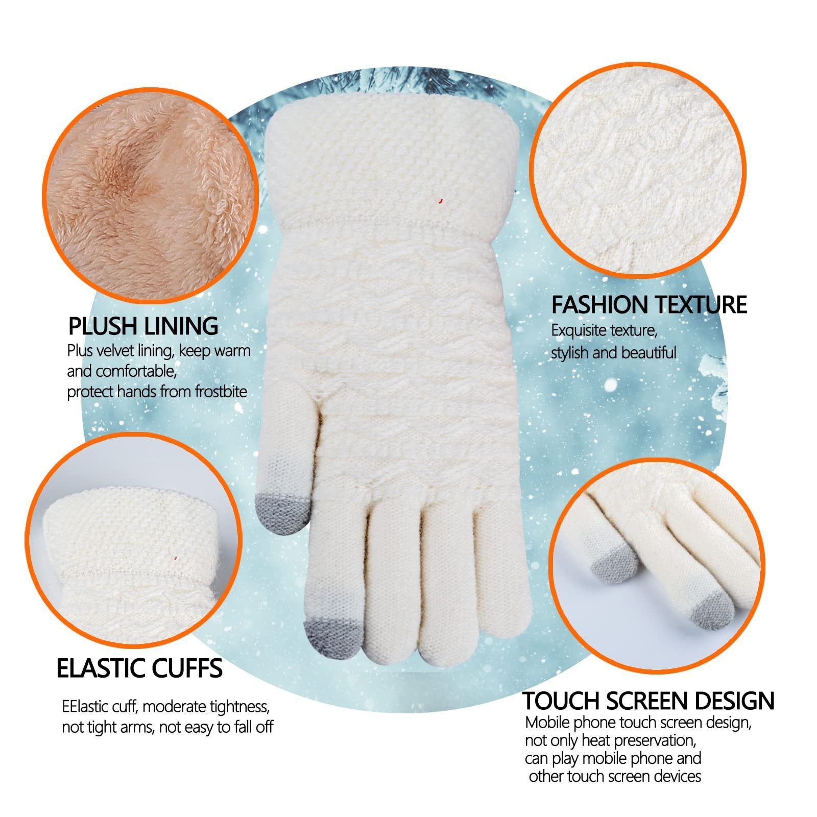 Women's Wave Patterned Double-layer Velvet Thickened Knitted Gloves - globaltradeleader