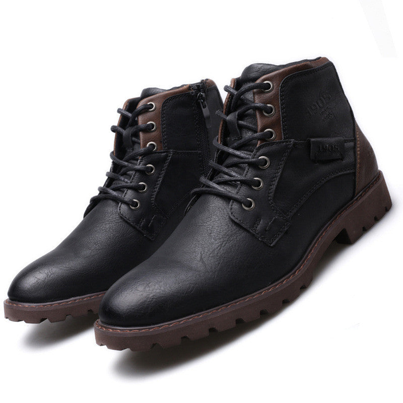 Men Winter Ankle Boots Lace Up Footwear Leather Shoes - globaltradeleader