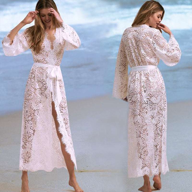 Lace bikini blouse, hollow sexy beach jacket, sunscreen suit, swimsuit and cardigan - globaltradeleader