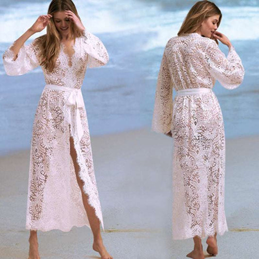 Lace bikini blouse, hollow sexy beach jacket, sunscreen suit, swimsuit and cardigan - globaltradeleader