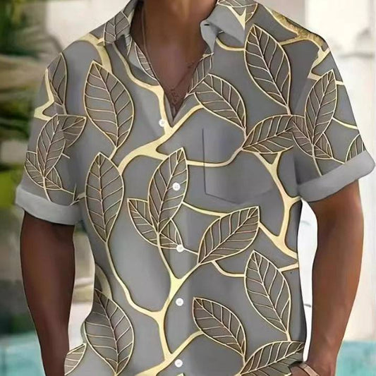 Fashion Printed Shirt Men's Clothing Print Lapel Short Sleeve - globaltradeleader