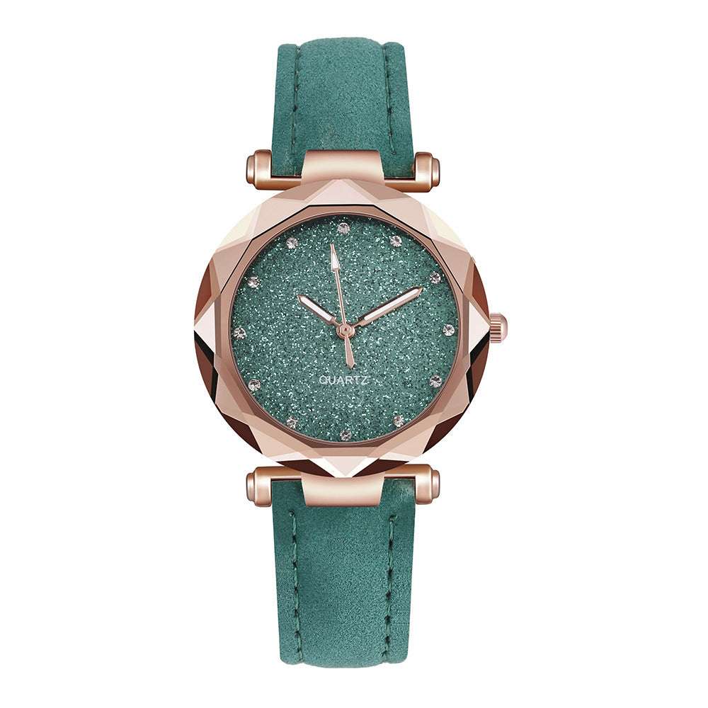 Casual Women Romantic Starry Sky Wrist Watch Leather Rhinestone Designer Ladies Clock - globaltradeleader