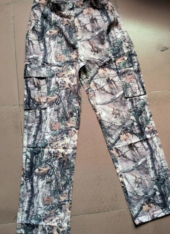 New Fashion Leaf Print Tooling Straight Loose Trousers - globaltradeleader