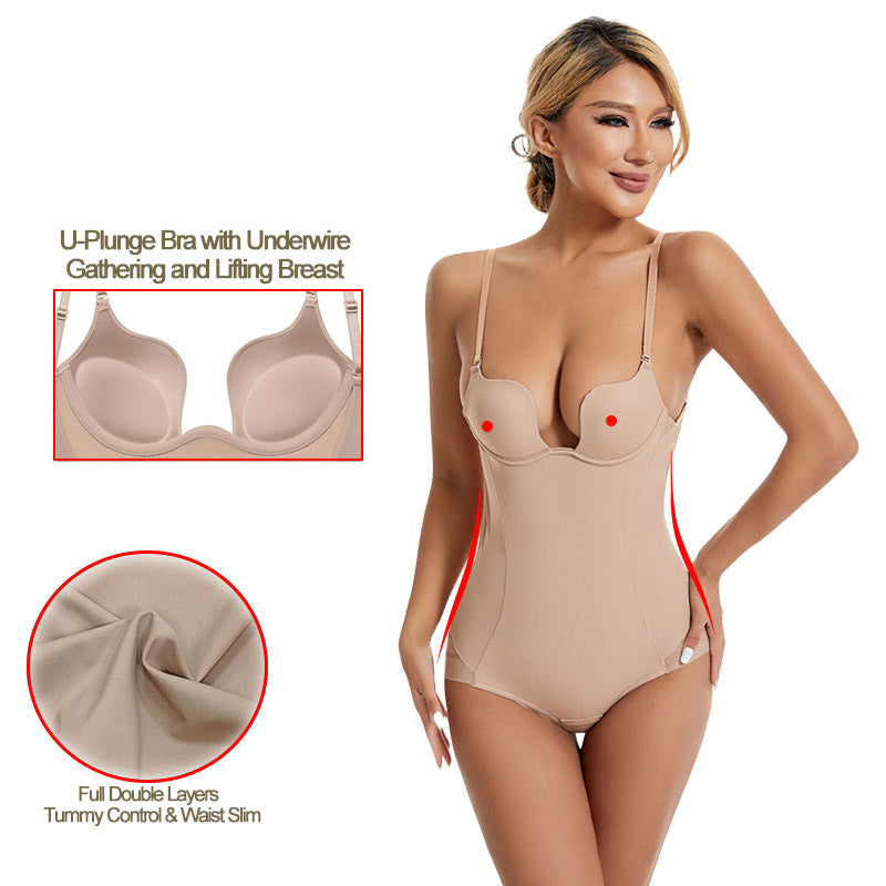 Tight Suspender Jumpsuits Backless U-shaped Bra Shapewear Adjustable Breast Support Tummy Corset Womens Clothing For Party Wedding - globaltradeleader