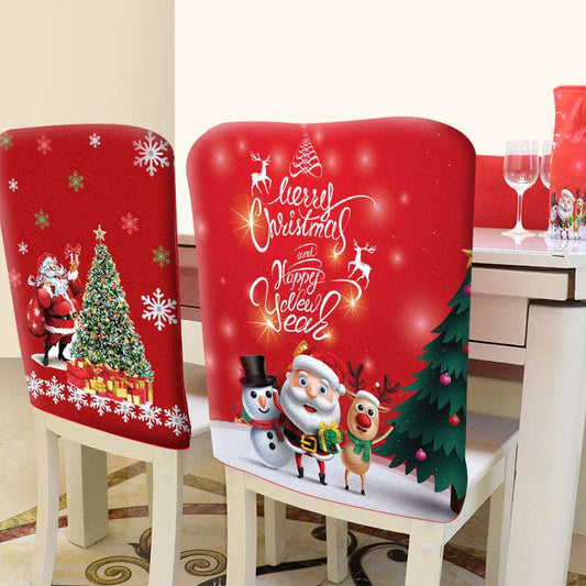 Christmas Table And Chair Cover Cartoon Decorative Printing Christmas Chair Cover Seat Cover - globaltradeleader