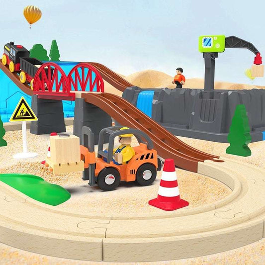 Wooden Track Train With Storage Box Toys - globaltradeleader