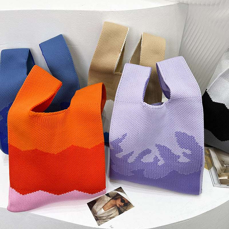 Knitted Colorful Knit Bucket Bag Handle