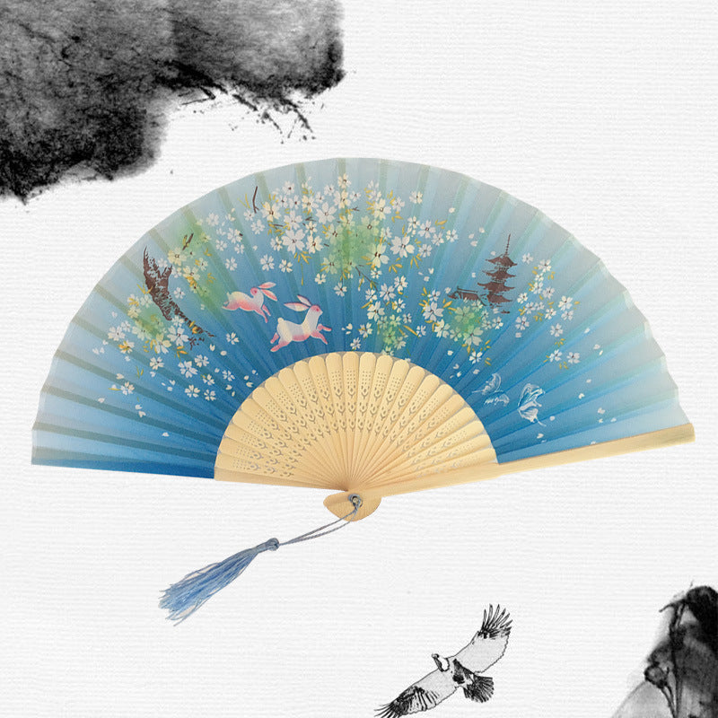 Folding Fan Bamboo Ancient Style Han Chinese Clothing Chinese Style Small Fan