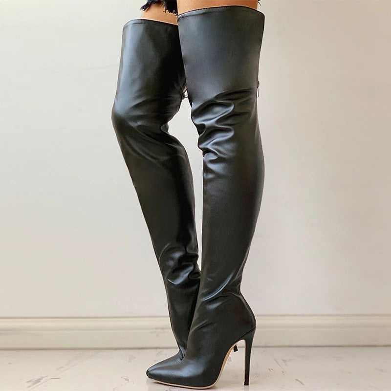 Women's Pointed Toe Stiletto Heel Over-the-knee Back Zipper Boots - globaltradeleader