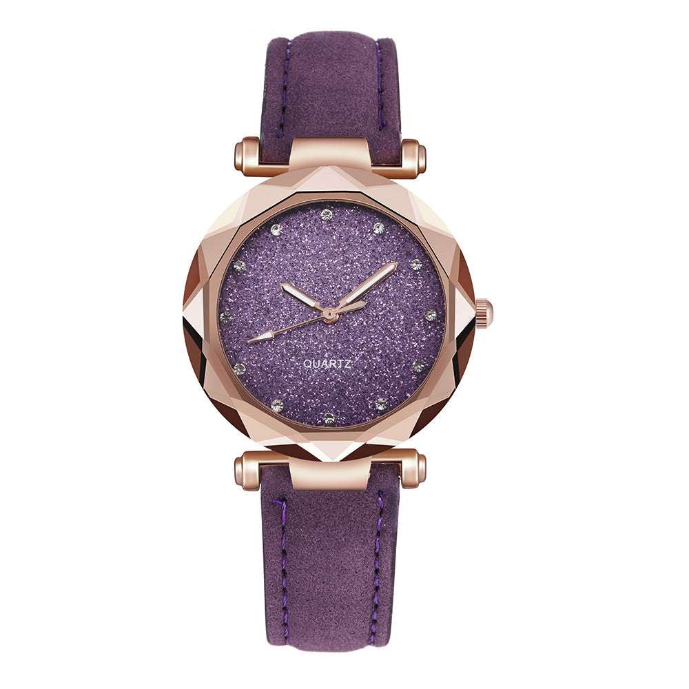 Casual Women Romantic Starry Sky Wrist Watch Leather Rhinestone Designer Ladies Clock - globaltradeleader