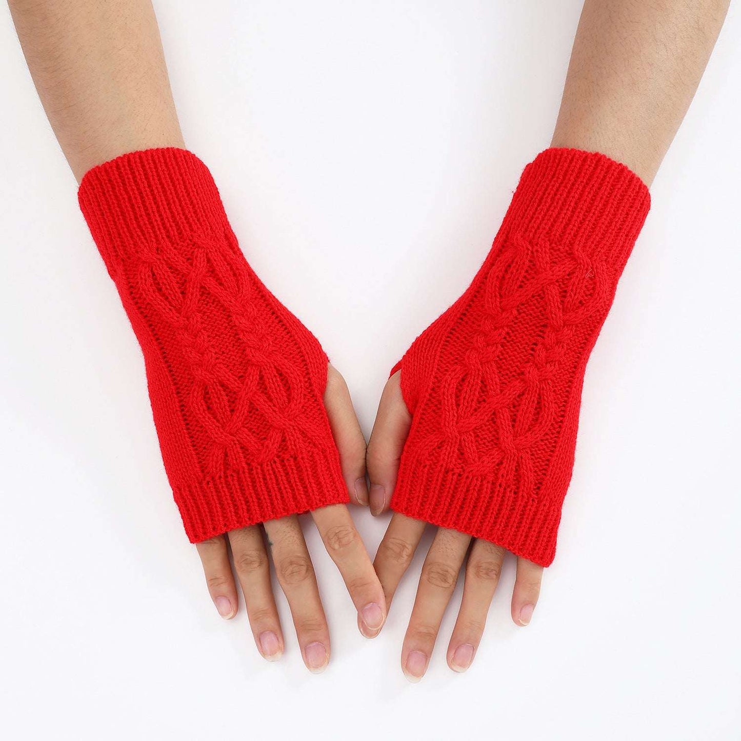 Knitted Half Gloves Female Cute Winter Open Finger Half Finger Student Male And Female Couple Wool - globaltradeleader