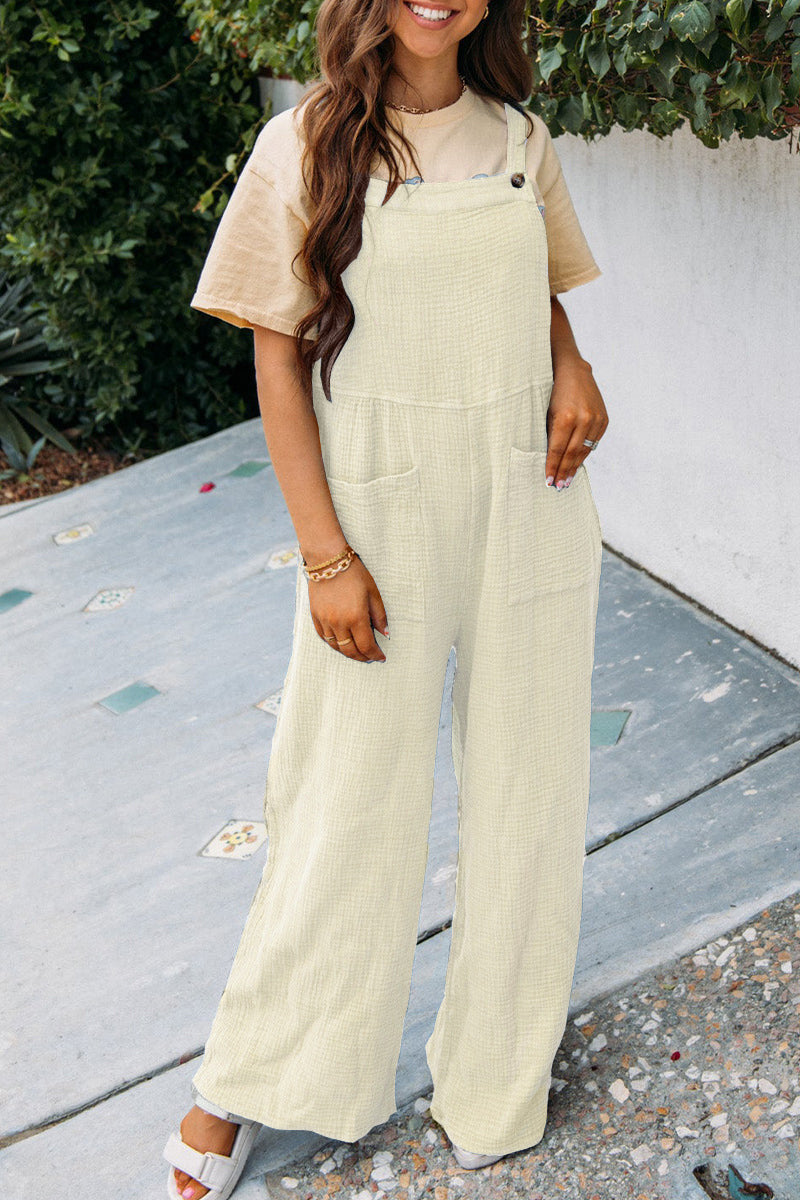 Fashion Square Neck Jumpsuit With Pockets Spring Summer Casual Solid Color Loose Overalls Womens Clothing - globaltradeleader