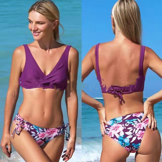 Fashion Swimsuit Small Chest Push Up Split Seaside Swimsuit - globaltradeleader