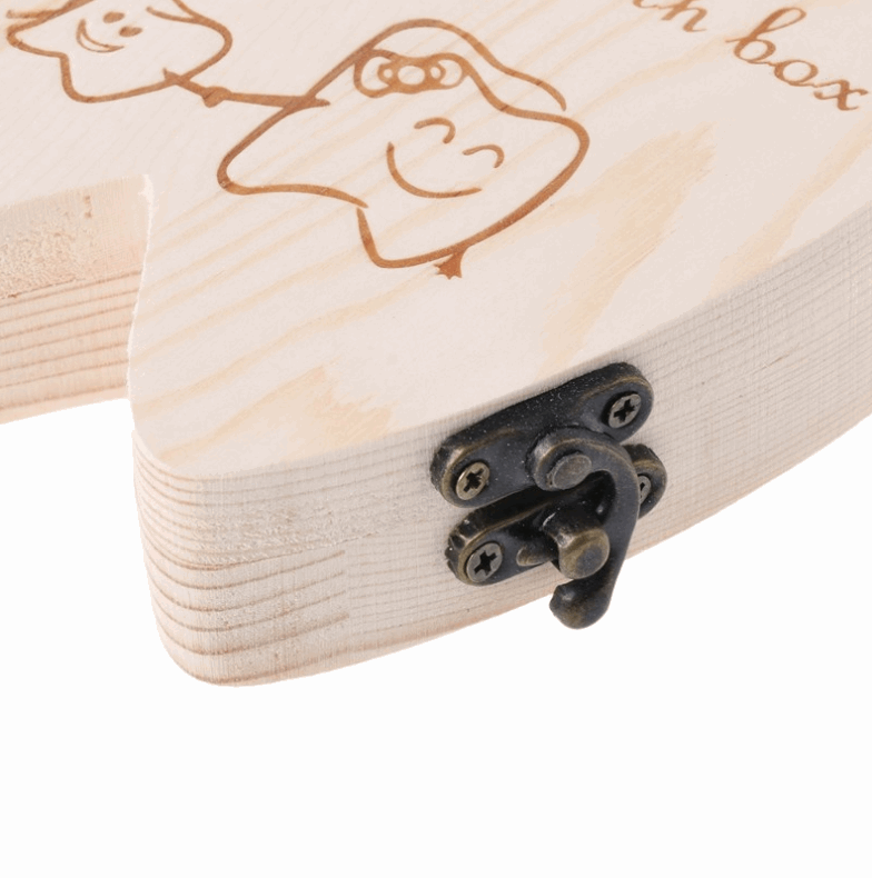 Wooden Baby Tooth Box Organizer Deciduous Teeth Storage