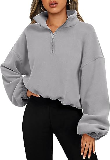 Loose Sport Pullover Hoodie Women Winter Solid Color Zipper Stand Collar Sweatshirt Thick Warm Clothing - globaltradeleader