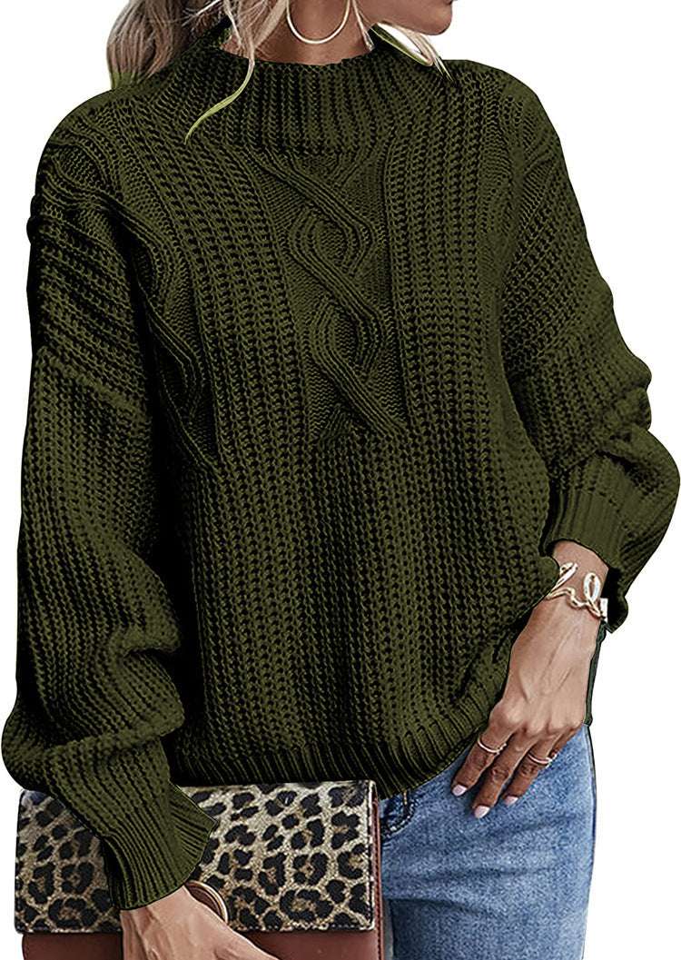 Long Sleeve Mid Collar Slim Bottoming Shirt Round Neck Pullover Sweater - globaltradeleader