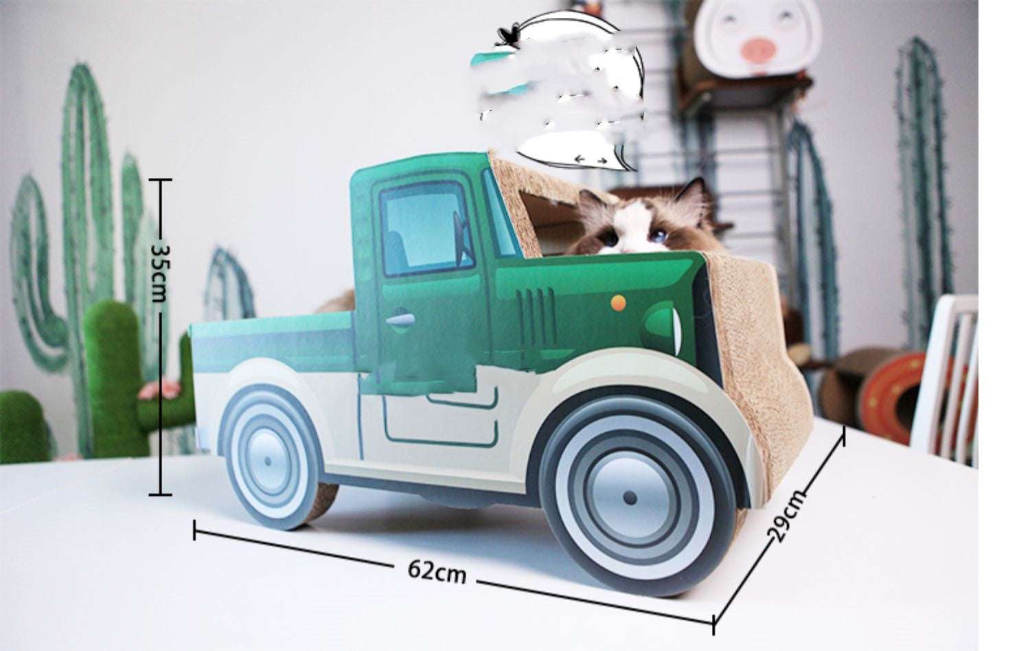 Green Pickup Truck Cat Scratch Board Extra Large