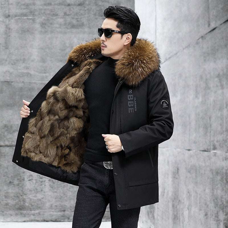 Fox Inner Pot Raccoon Hair Collar Fur Coat - globaltradeleader