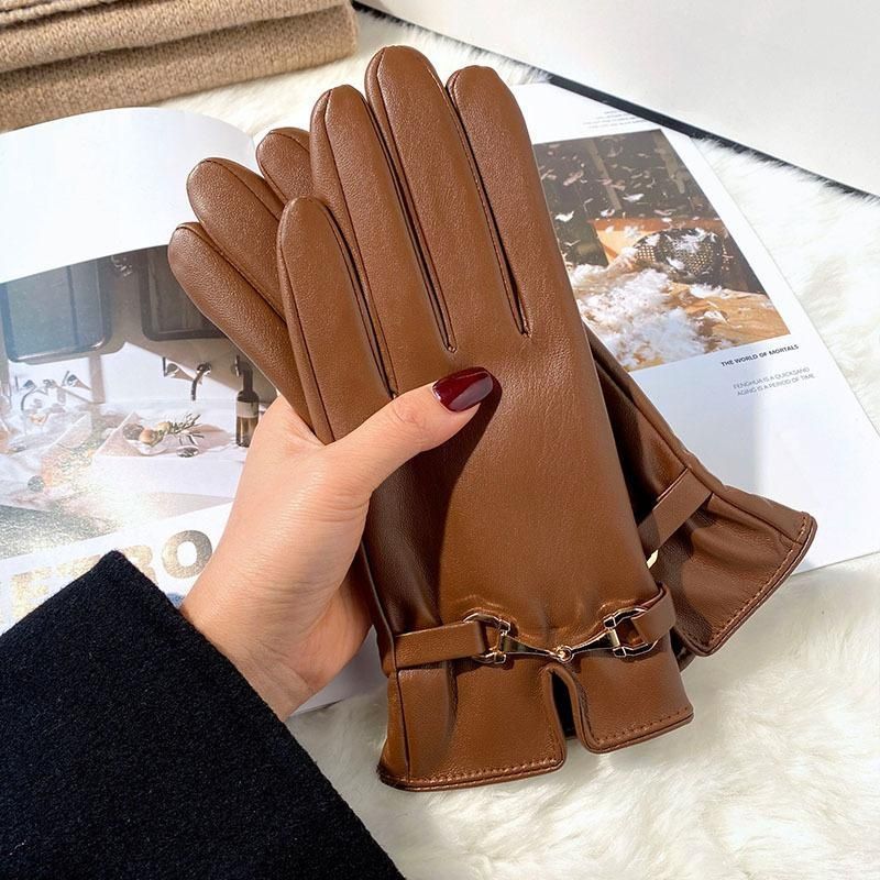 Gloves Women's Winter Warm Plus Fleece Gloves PU - globaltradeleader