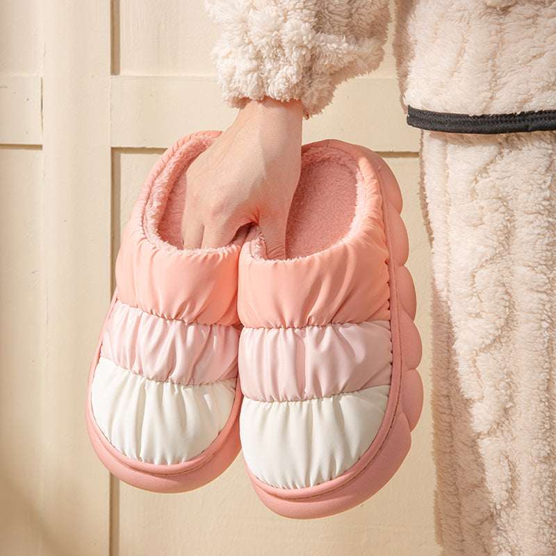 Gradient Slippers Plush Winter Shoes Women House Bedroom Slippers - globaltradeleader