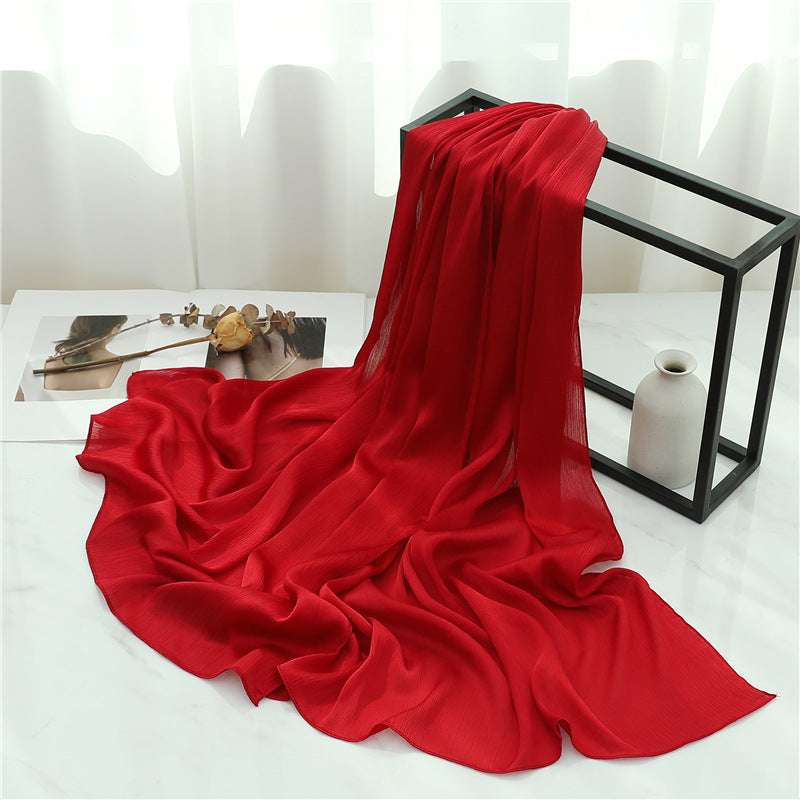 Solid Color Silk Scarf Basic All-matching