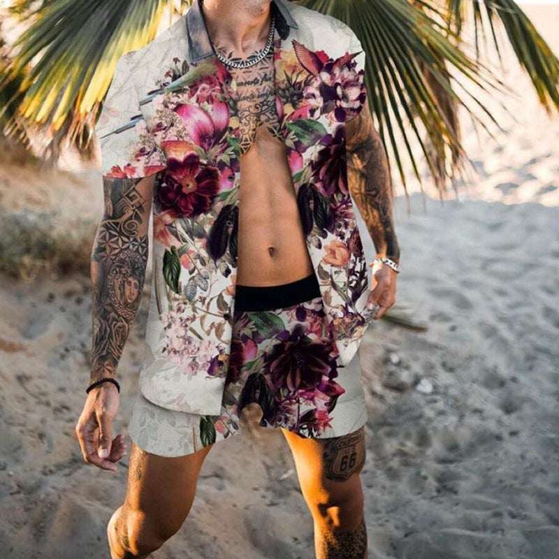 Printed Casual Shirt Beach Shorts Suit Men - globaltradeleader