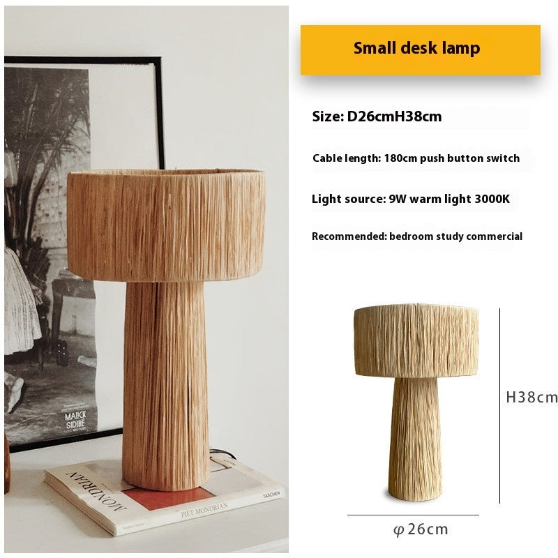 Bedroom Retro Bedside Hand-woven Rattan Table Lamp - globaltradeleader