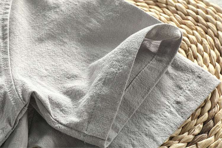 Spring And Summer Men's Linen Shirt Slim Pullover Short Sleeve Shirt Half Sleeve Retro Shirt Lonely Sail - globaltradeleader