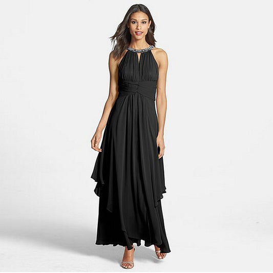 Halter Beaded Swing Strapless Sexy Dress - globaltradeleader