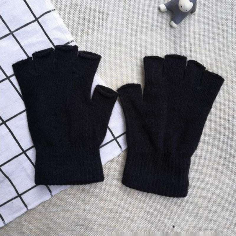 Autumn And Winter Thin Knitted Half Finger Gloves Adult Riding Cold-proof - globaltradeleader