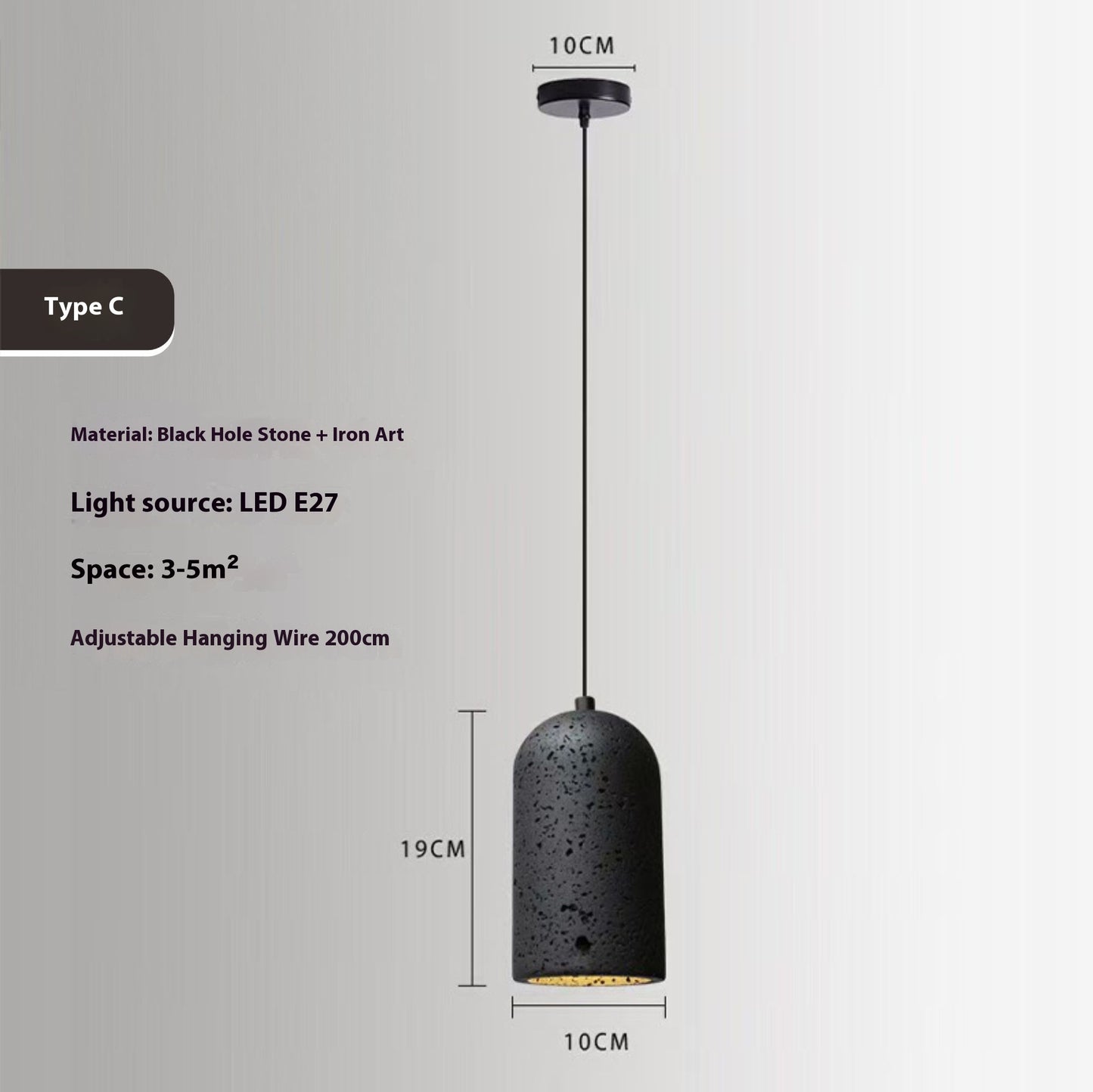 Black Cave Stone Restaurant Aisle Bedside Creative Terrazzo Chandelier - globaltradeleader